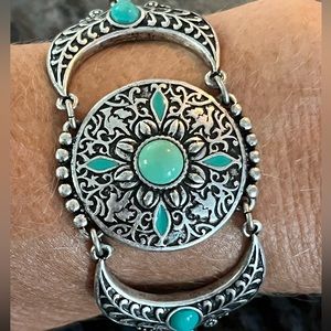 Womens Lucky Brand Turquoise & Silvertone Toggle Bracelet